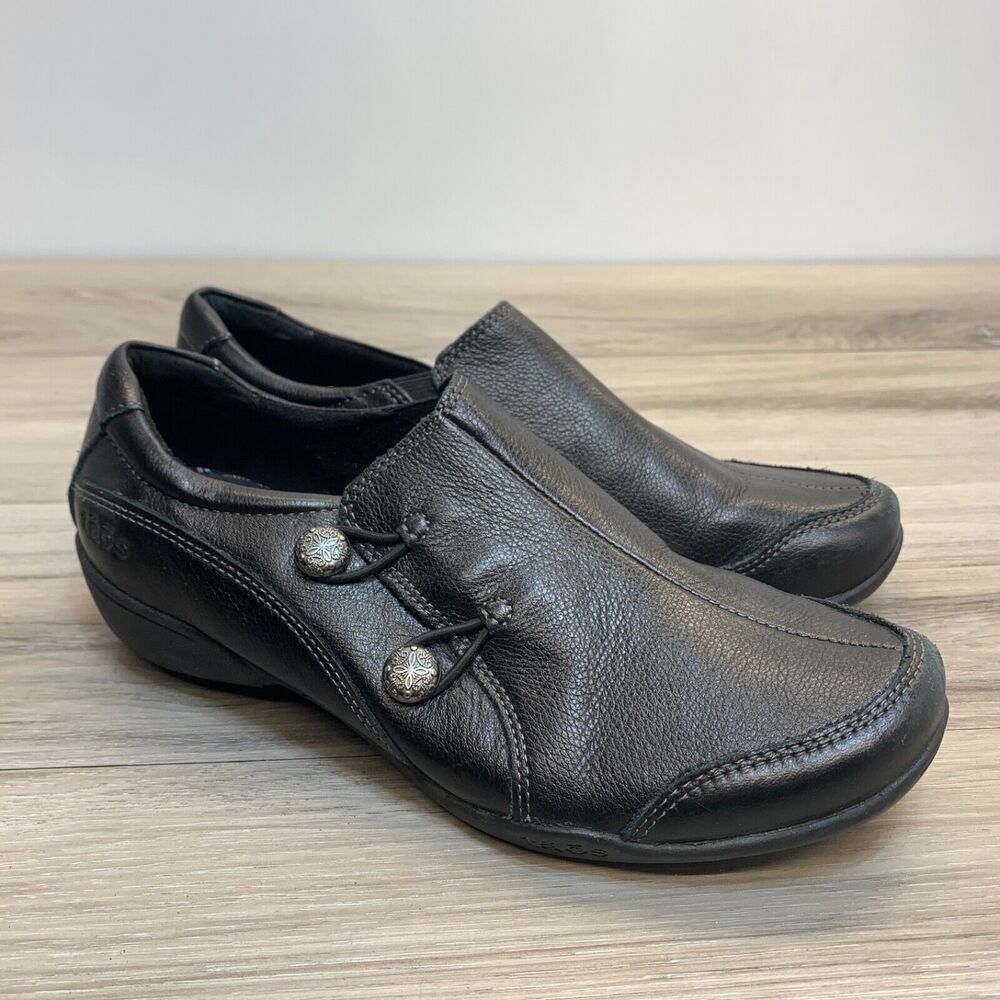 Taos Shoes Women's Size 7.5‎ Encore Black Career Flats Slip On Loafers Leather